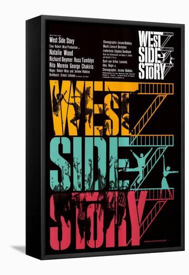 West Side Story, German Movie Poster, 1961-null-Framed Stretched Canvas