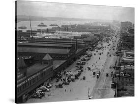 West Street with Piers and Warehouses, New York-null-Stretched Canvas