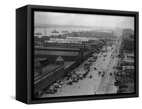 West Street with Piers and Warehouses, New York-null-Framed Stretched Canvas