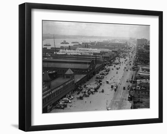 West Street with Piers and Warehouses, New York-null-Framed Photographic Print