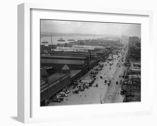 West Street with Piers and Warehouses, New York-null-Framed Photographic Print