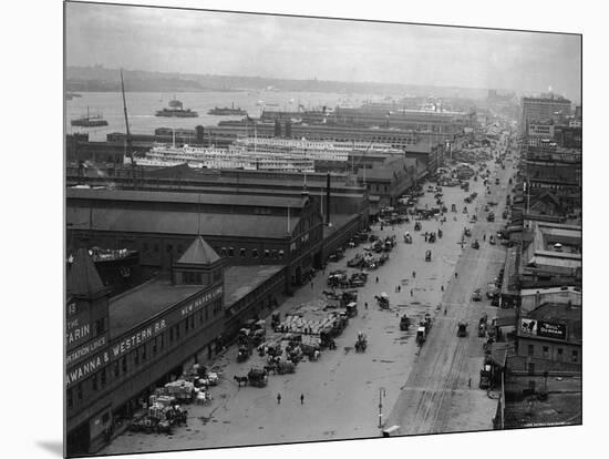 West Street with Piers and Warehouses, New York-null-Mounted Photographic Print