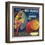 West Valencia Apple Crate Label - Watsonville, CA-Lantern Press-Framed Art Print