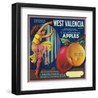 West Valencia Apple Crate Label - Watsonville, CA-Lantern Press-Framed Art Print