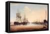 West View of the New Dock at Kingston Upon Hull-Robert Thew-Framed Stretched Canvas