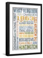 West Virginia - Barnwood Typography-Lantern Press-Framed Art Print