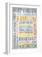 West Virginia - Barnwood Typography-Lantern Press-Framed Art Print