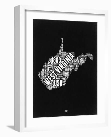 West Virginia Black and White Map-NaxArt-Framed Art Print