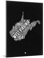 West Virginia Black and White Map-NaxArt-Mounted Art Print