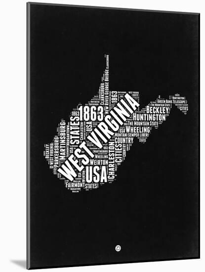 West Virginia Black and White Map-NaxArt-Mounted Art Print