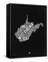 West Virginia Black and White Map-NaxArt-Framed Stretched Canvas