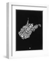 West Virginia Black and White Map-NaxArt-Framed Art Print