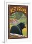 West Virginia - Black Bear in Forest-Lantern Press-Framed Art Print