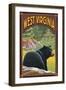 West Virginia - Black Bear in Forest-Lantern Press-Framed Art Print