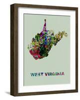 West Virginia Color Splatter Map-NaxArt-Framed Art Print