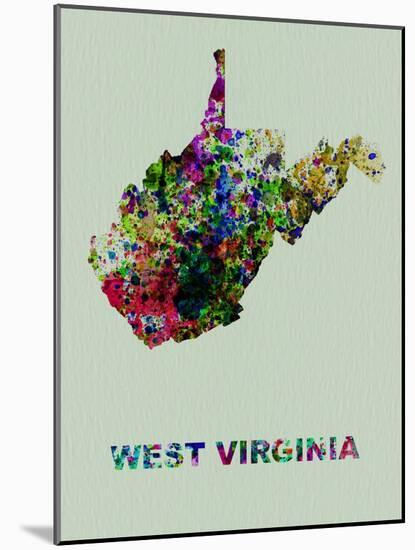 West Virginia Color Splatter Map-NaxArt-Mounted Art Print
