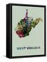 West Virginia Color Splatter Map-NaxArt-Framed Stretched Canvas