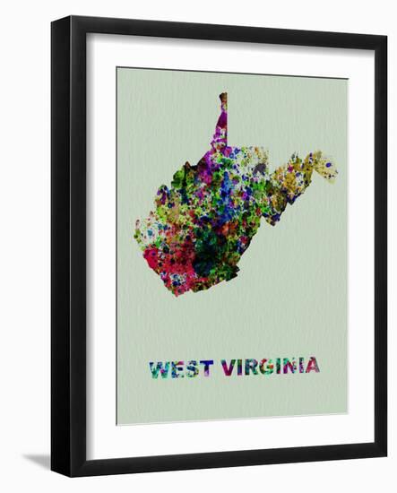 West Virginia Color Splatter Map-NaxArt-Framed Art Print