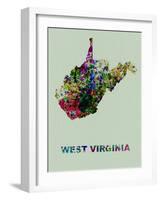 West Virginia Color Splatter Map-NaxArt-Framed Art Print