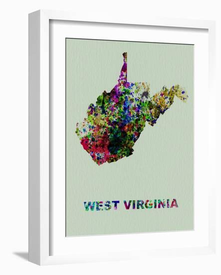 West Virginia Color Splatter Map-NaxArt-Framed Art Print