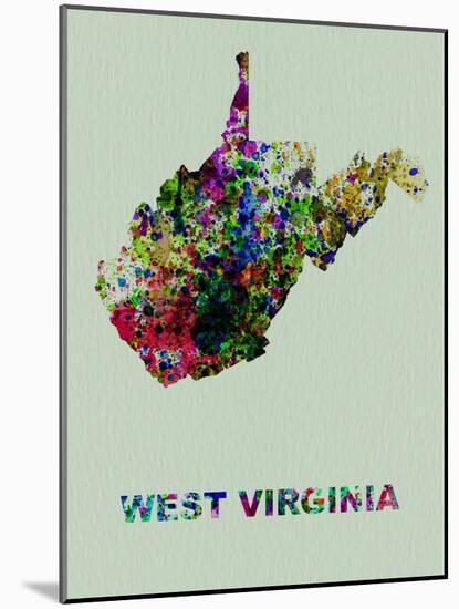 West Virginia Color Splatter Map-NaxArt-Mounted Art Print