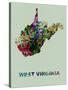 West Virginia Color Splatter Map-NaxArt-Stretched Canvas