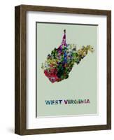 West Virginia Color Splatter Map-NaxArt-Framed Art Print