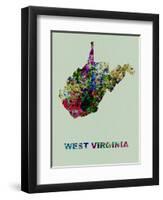 West Virginia Color Splatter Map-NaxArt-Framed Art Print