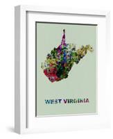 West Virginia Color Splatter Map-NaxArt-Framed Art Print