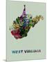 West Virginia Color Splatter Map-NaxArt-Mounted Art Print