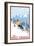 West Virginia - Downhill Skier Scene-Lantern Press-Framed Art Print