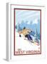 West Virginia - Downhill Skier Scene-Lantern Press-Framed Art Print