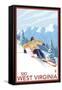 West Virginia - Downhill Skier Scene-Lantern Press-Framed Stretched Canvas