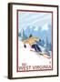 West Virginia - Downhill Skier Scene-Lantern Press-Framed Art Print