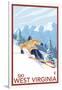 West Virginia - Downhill Skier Scene-Lantern Press-Framed Art Print