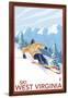 West Virginia - Downhill Skier Scene-Lantern Press-Framed Art Print