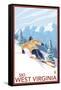 West Virginia - Downhill Skier Scene-Lantern Press-Framed Stretched Canvas