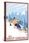 West Virginia - Downhill Skier Scene-Lantern Press-Stretched Canvas