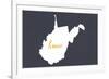 West Virginia - Home State - White on Gray-Lantern Press-Framed Premium Giclee Print