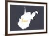 West Virginia - Home State - White on Gray-Lantern Press-Framed Premium Giclee Print