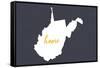 West Virginia - Home State - White on Gray-Lantern Press-Framed Stretched Canvas