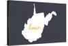 West Virginia - Home State - White on Gray-Lantern Press-Stretched Canvas