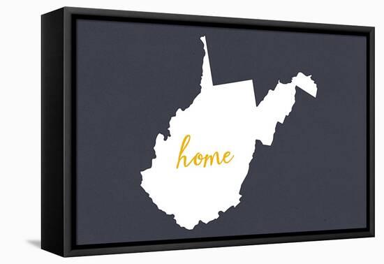 West Virginia - Home State - White on Gray-Lantern Press-Framed Stretched Canvas