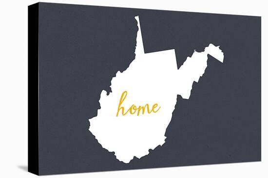 West Virginia - Home State - White on Gray-Lantern Press-Stretched Canvas