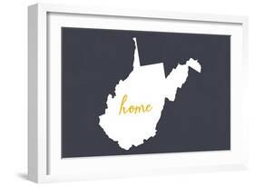 West Virginia - Home State - White on Gray-Lantern Press-Framed Art Print