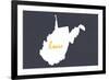 West Virginia - Home State - White on Gray-Lantern Press-Framed Art Print