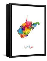 West Virginia Map-Michael Tompsett-Framed Stretched Canvas
