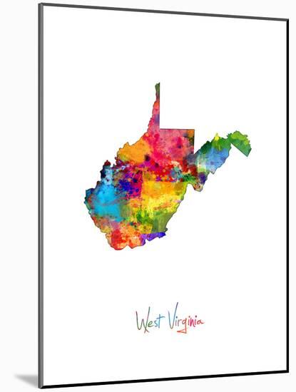 West Virginia Map-Michael Tompsett-Mounted Art Print