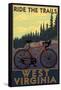 West Virginia - Ride the Trails-Lantern Press-Framed Stretched Canvas