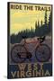 West Virginia - Ride the Trails-Lantern Press-Stretched Canvas